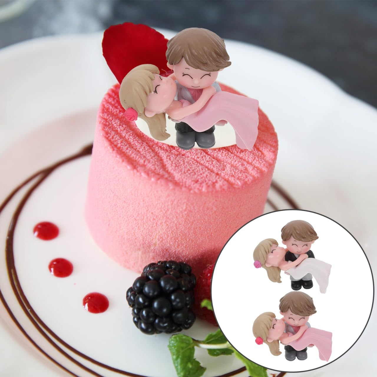 2 Pairs Princess Hug Couple Wedding Decorations Couple Figures Cake Ornament Princess Decor Birthday Cake Decorations Lover Mini Top Hat Small Ashtray Vinyl Bride, 7425GL5UK4UG187H33Y75U image number 4