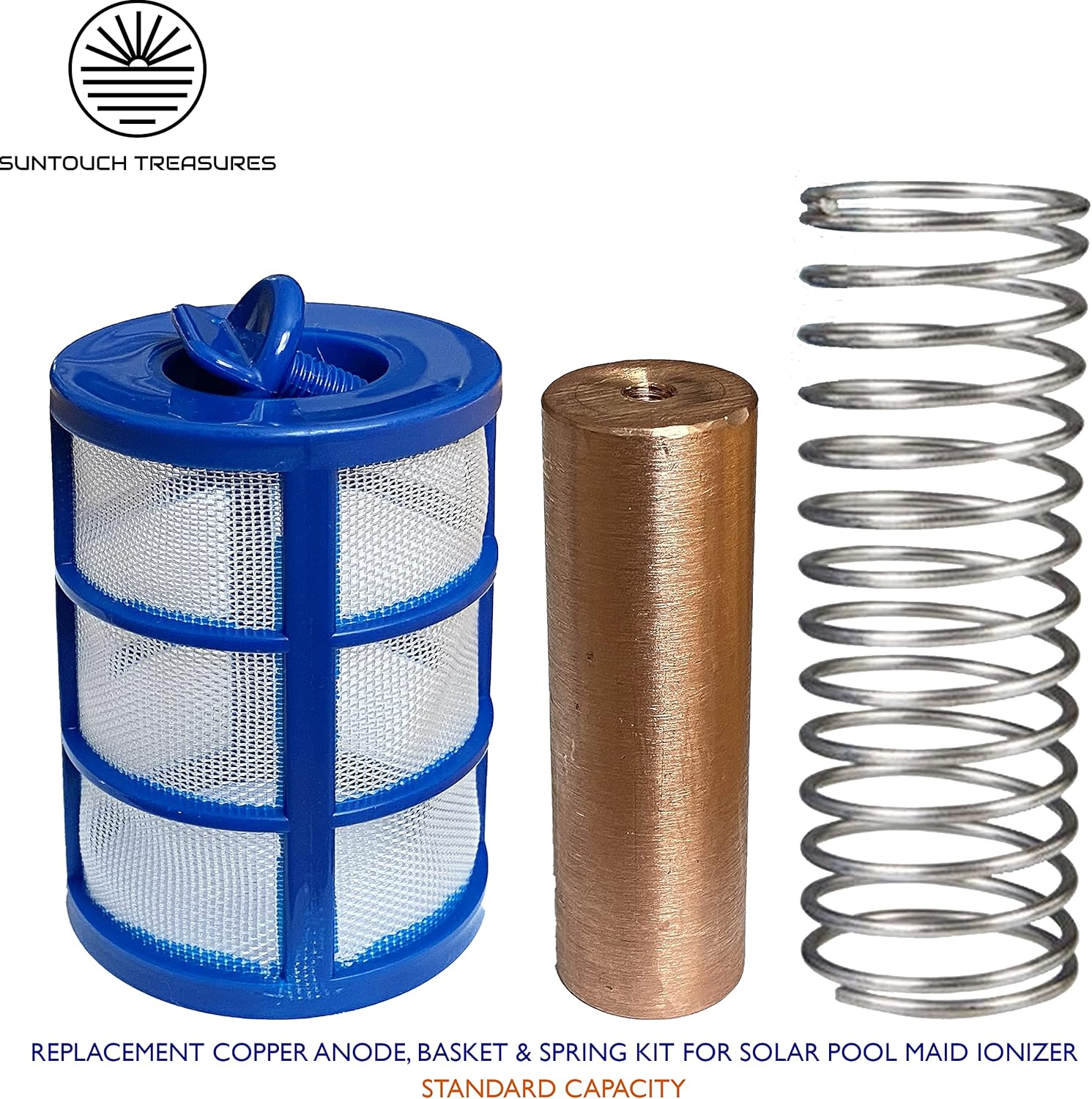 Replacement Copper Anode, Basket & Spring Kit for Solar Pool Maid Mineral System (Standard Capacity)
