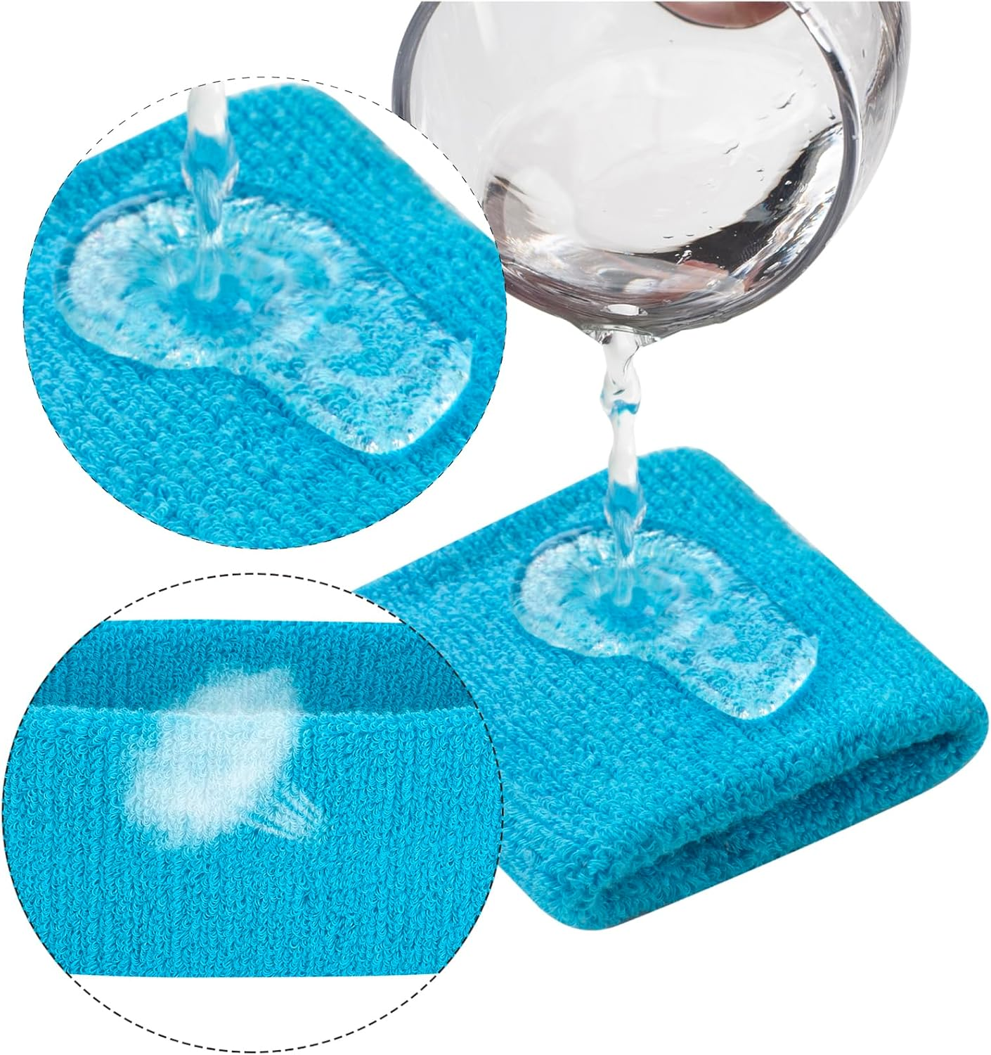 Sweatbands Set, Headband and Wrist Sweatbands Cotton Sweat Band for Athletic Men and Women, Sports Headbands for Fitness Yoga Running - Blue image number 3