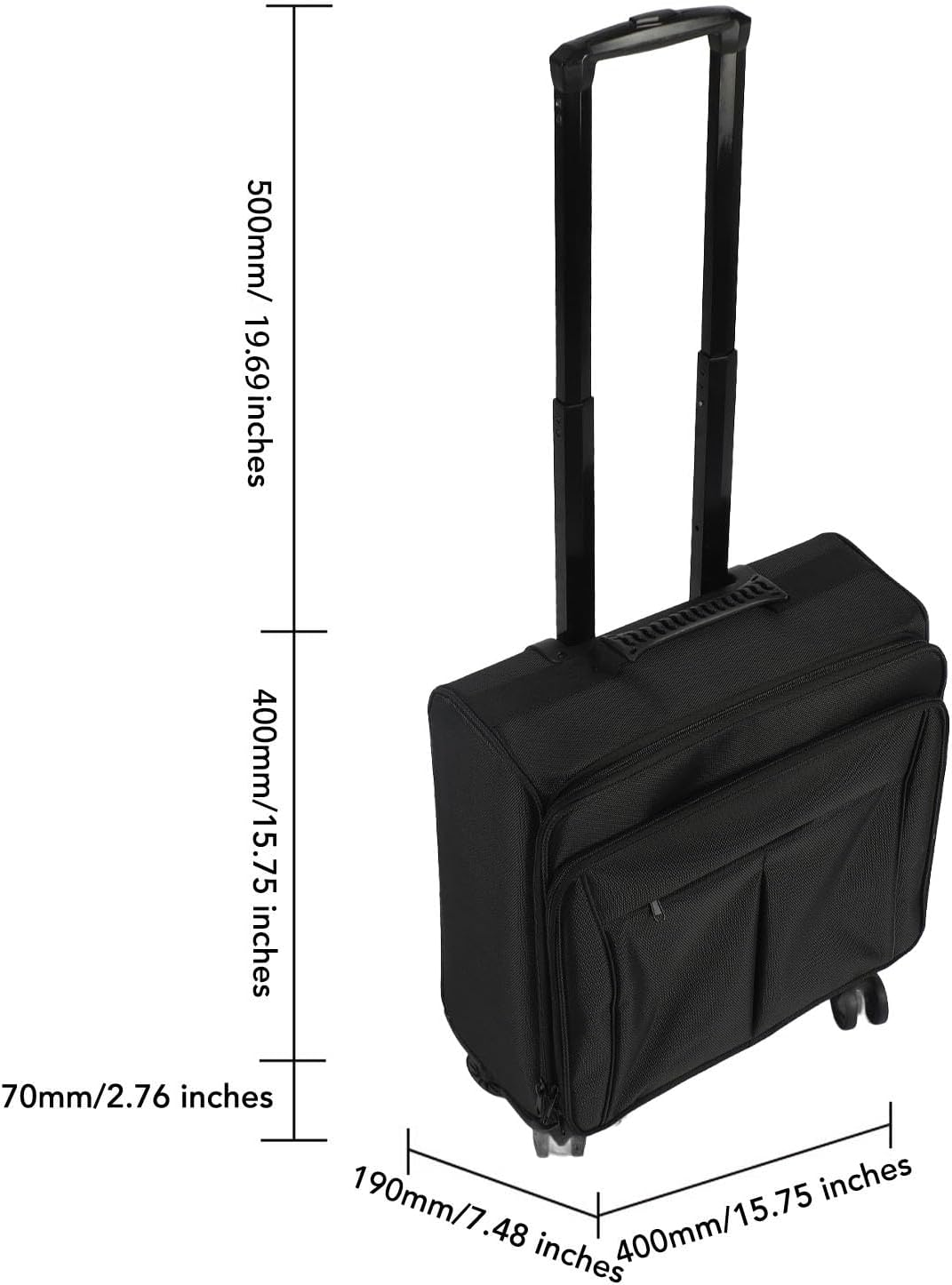 Cryfokt Professional Rolling Makeup Train Case Shock Resistant Large Capacity Organizer Suitcase for Makeup Artists and Nail Technicians, Black Oxford Fabric image number 4