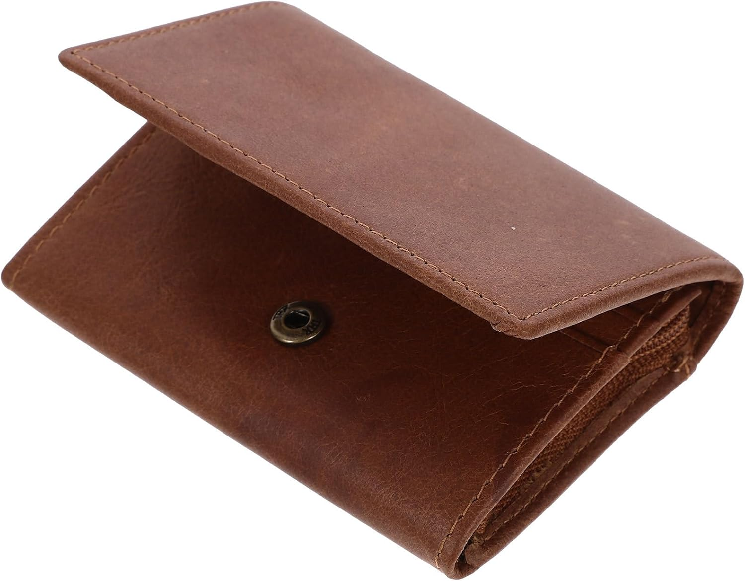 FRCOLOR Genuine Leather Small Coin Purse Card Holder Wallet for Women and Men, Compact Distressed Leather Change Pouch with Multiple Card Slots, Portable Money Organizer for Everyday Use image number 6