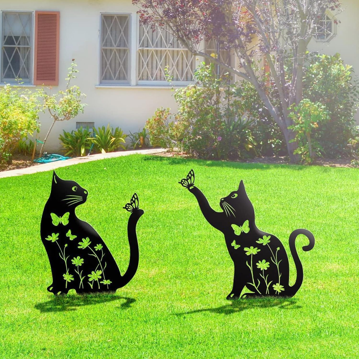 2 Pack Metal Cat Garden Stakes &ndash; 30Cm Height Large Black Cat Silhouette Yard & Lawn Decorations for Garden, Outdoor, Patio &ndash; Perfect for Cats Lovers