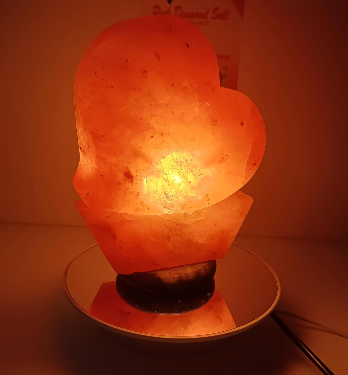 Heartstone Design Natural Heart Salt Lamp 100% Authentic, Handcrafted from the Foothills of the Himalayas Beautifully Hand Craft Heart Shape Lamp