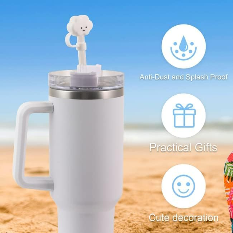 6Pcs Straw Cover Cap for Stanley Cup, Silicone Straw Topper Compatible with Stanley 30&40 Oz Tumbler with Handle(Cloud) image number 1