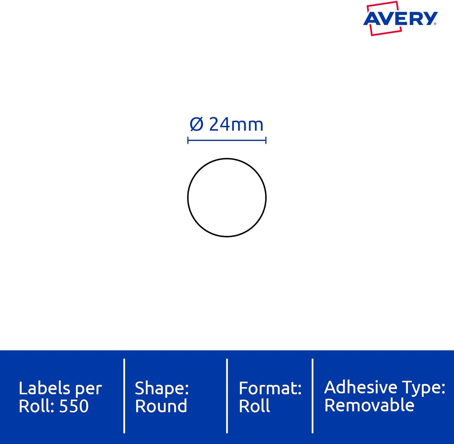 Avery round Dispenser Labels - Removable Price Stickers - Identification Labels - Office Supplies - White, 24 Mm, 550 Labels / 1 Roll (937202) image number 5