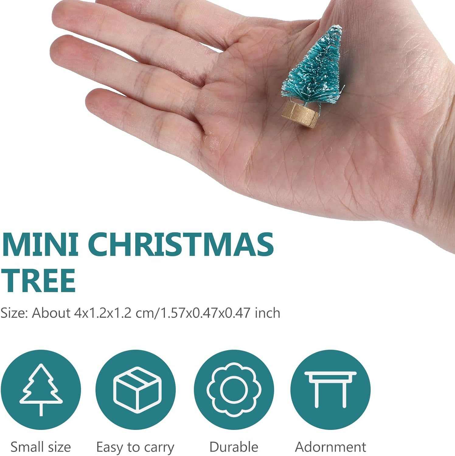 VALICLUD Christmas Tree, Mini Christmas Tree Decoration Tabletop, 24 Pieces, Snow Frosted Tree with Wooden Base for Christmas Party Office Restaurant Home Decor (Teagle) image number 6