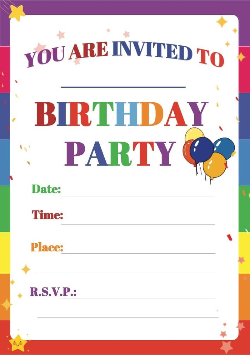 32 Birthday Invitation Cards,Uniquely Designed Birthday Cards for Children,Men, Women and Kids (Multicolor) image number 6