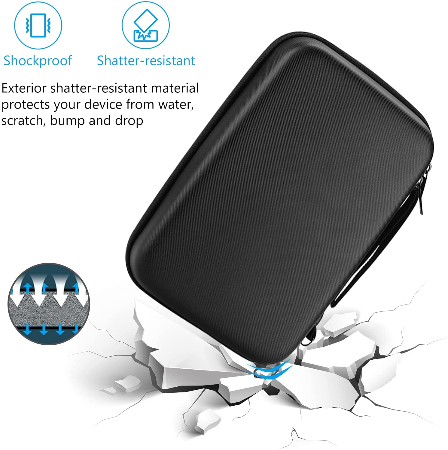 Procase Hard Travel Electronic Organizer Case for Macbook Power Adapter Chargers Cables Power Bank Apple Magic Mouse Apple Pencil USB Flash Disk SD Card Small Portable Accessories Bag &ndash;Black image number 6