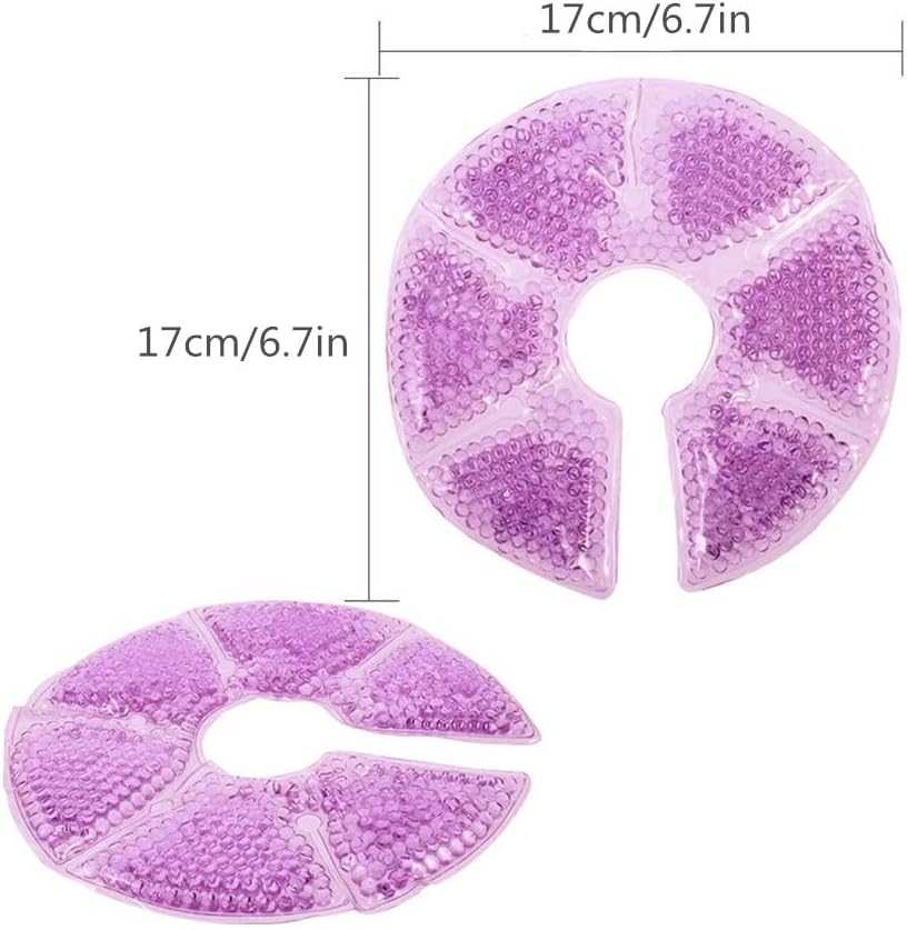 2 Pack Breast Ice Pack Cooling Breast Gel Pads with Soft Plush Backing for Pain Relief of Breastfeeding Swelling (Purple)