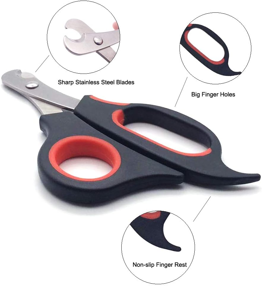 Niubow Professional Cat Nail Clippers Trimmer Scissors for Small Breeds, Puppies, Rabbits, and More, Safe Sharp Stainless Steel Blades, Non-Slip Big Handles, Easy at Home Grooming