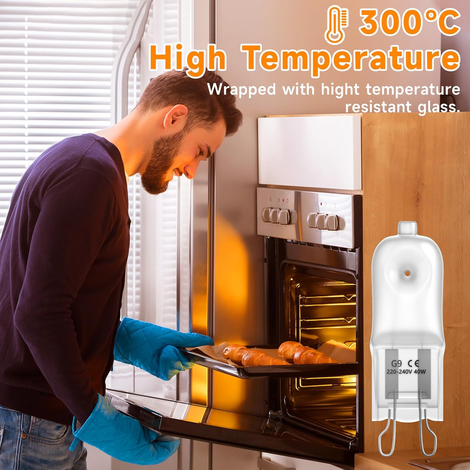 Brightark G9 40W Capsules Halogen Light Bulbs, Dimmable 300 Temperature Heat Resistant, AC220-240V for Oven and Microwave Oven Cooker Bulb Applications, Warm White 2700K, Pack of 2 image number 4