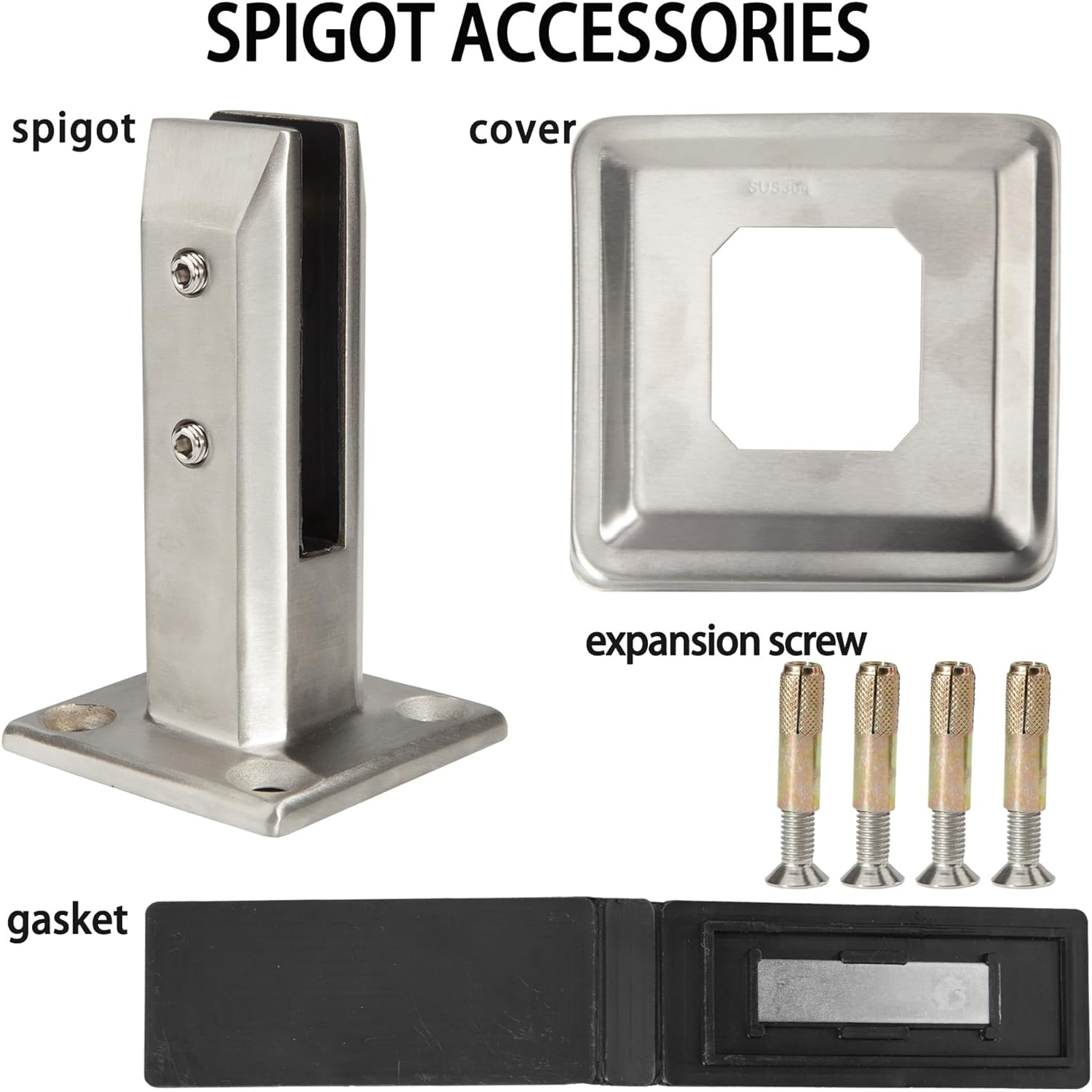 2Pieces Glass Railing Clamp for 10Mm 12Mm 304 Stainless Steel Spigot Clip Heavy Duty Sliver Square Holder for Fence Swimming Pool Courtyard Balcony Stairs (1/2In 3/8In Glass) image number 2