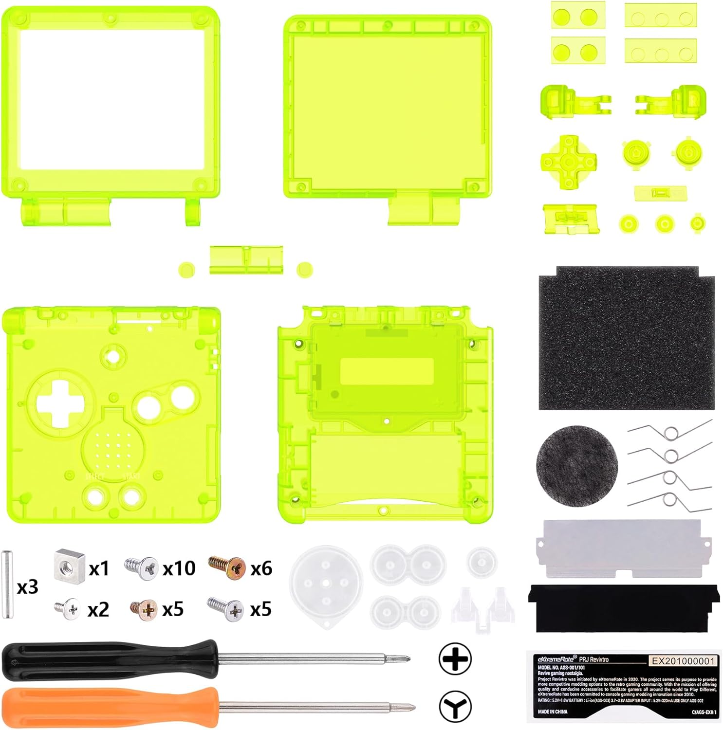 IPS Ready Upgraded Extremerate Clear Lime Green Custom Replacement Housing Shell for Gameboy Advance SP GBA SP &ndash; Compatible with Both IPS & Standard LCD &ndash; Console & Screen NOT Included image number 2
