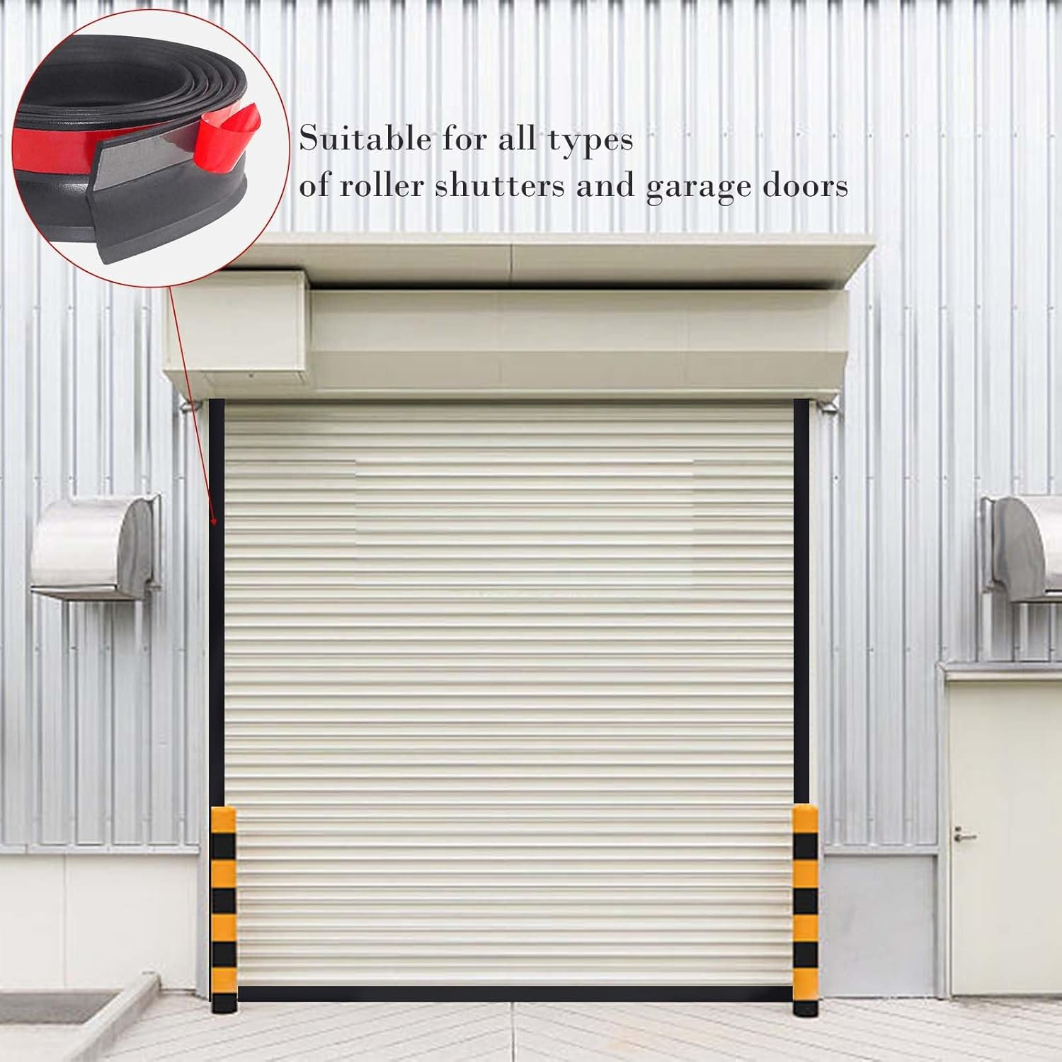 Garage Door Seal 6 M, Garage Door Seal Top and Sides Rubber Seal Strip Replacement, All-Weather Universal Rubber Garage Door Seal with Nails image number 2