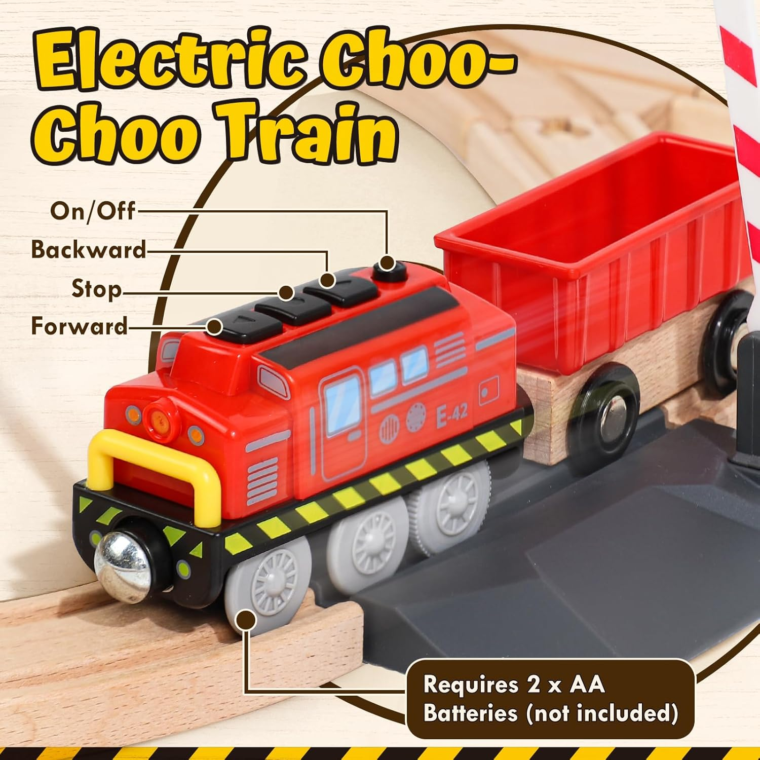 Lehoo Castle Wooden Toys, Wooden Train Set, Building & Construction Toys Trains & Train Sets, Kids Toy S for 3 4 5 Year Old Boys with Excavators, STEM Toy for Boys Girls image number 6