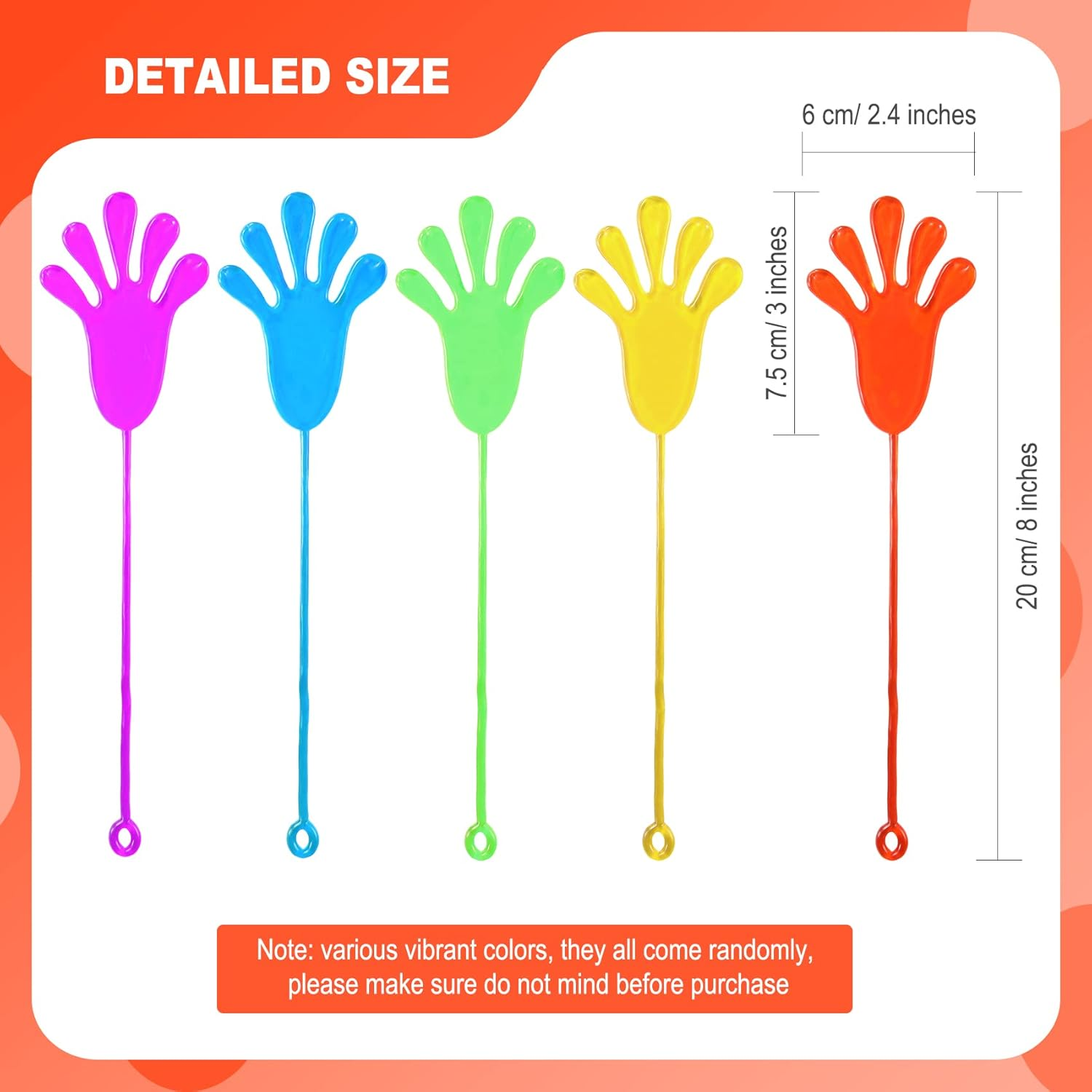 24 Pack Sticky Hands Stretchy Sticky Sensory Toys for Birthday Party Favors, Party Bag Fillers, Random Color