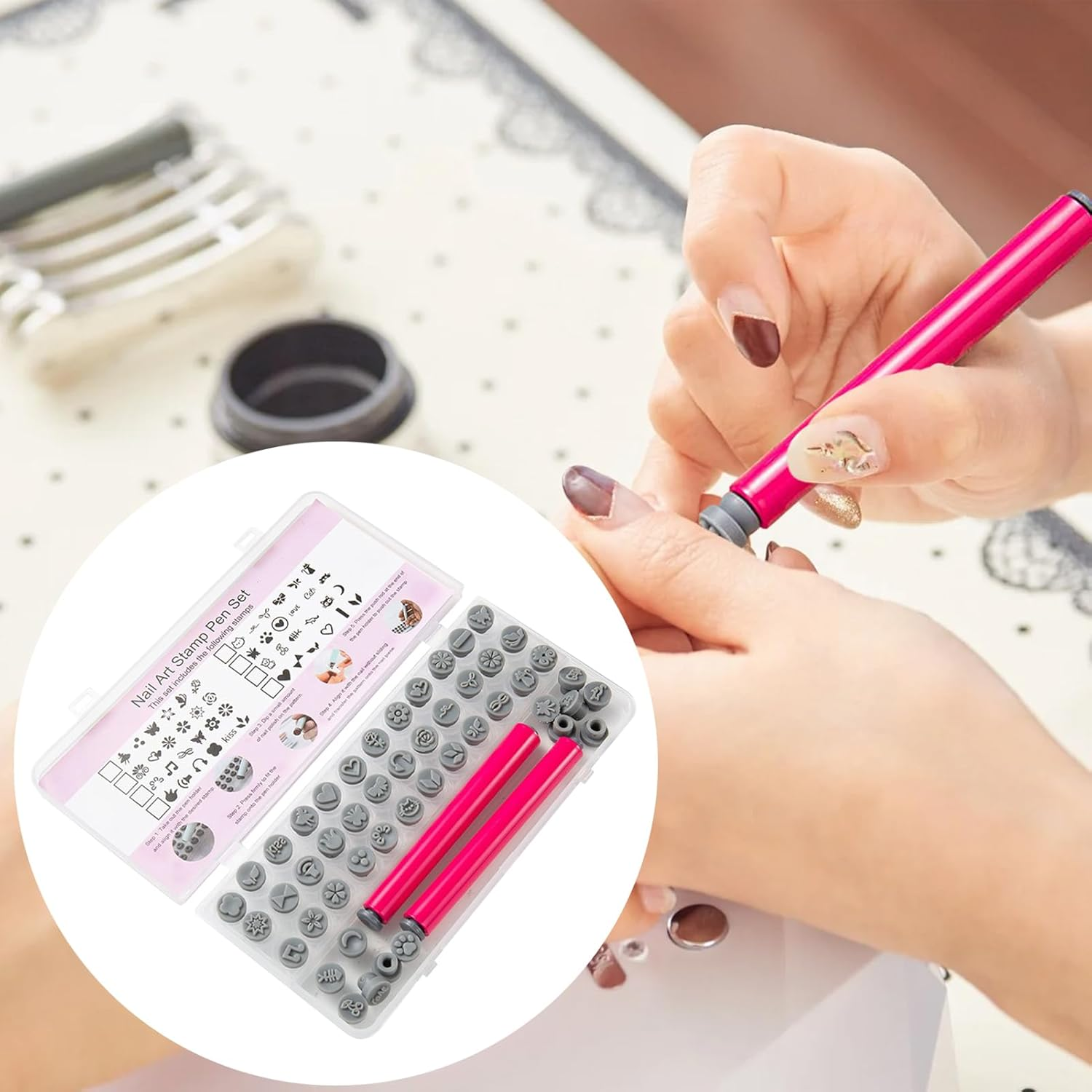 Nail Stamper - Gel Nail Stamps | 8 Models Silicone Transfer Head Refillable Manicure Accessories for Girls Women Family Salon Daily Travel Home Festive Beginner image number 6