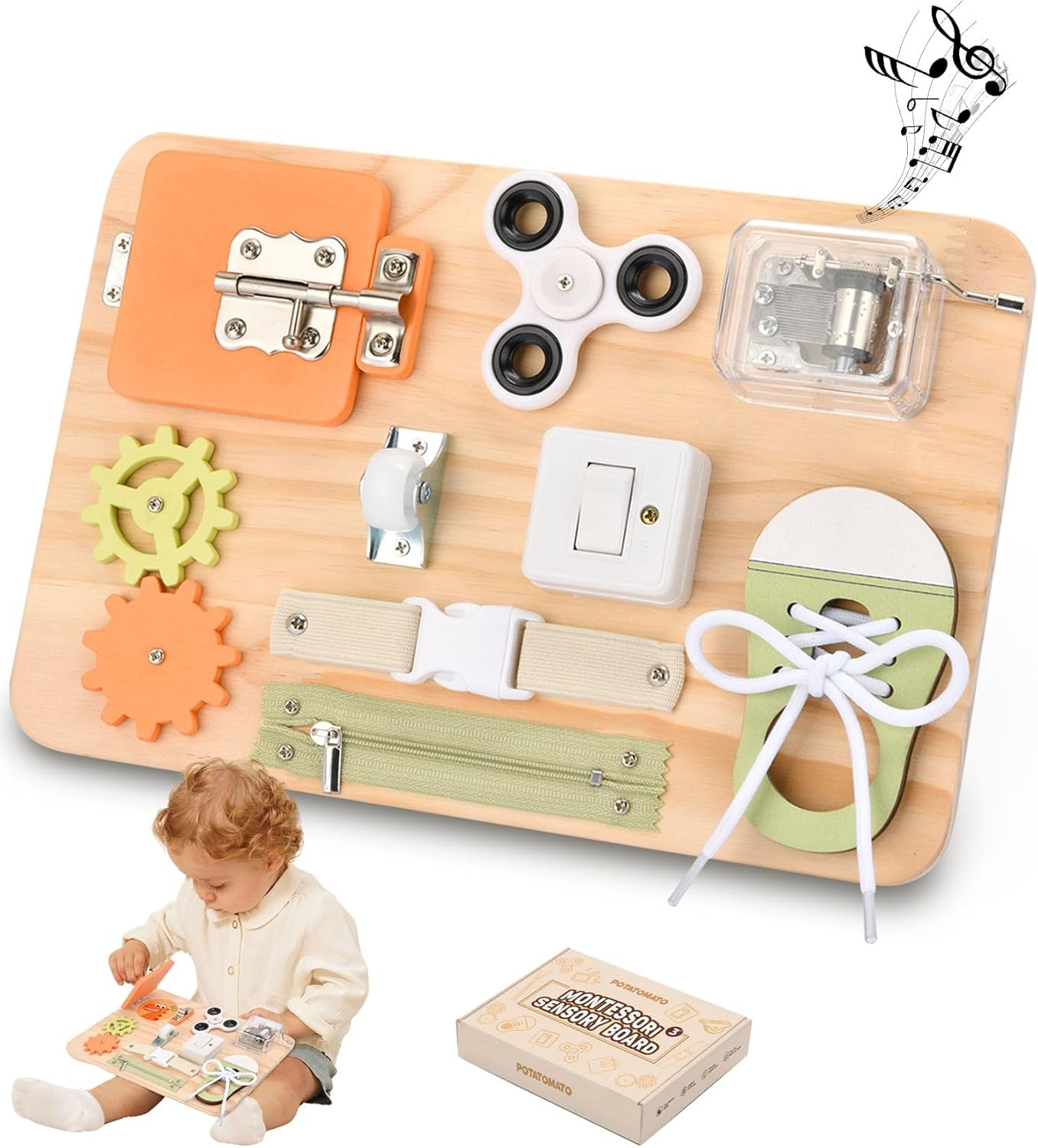 Montessori Busy Board Wooden Sensory Toddler Toys Preschool Educational Learning Activities for Boys & Girls- Birthday Gifts for Kids image number 5