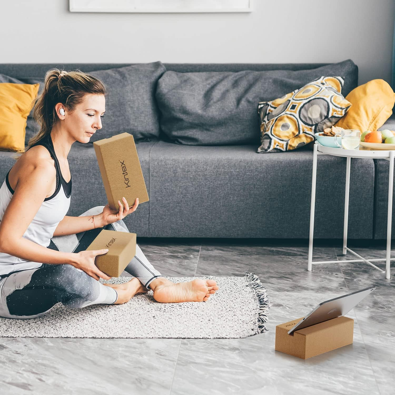 Kintex Cork Yoga Block, 2 in 1 Function, Pilates, Gymnastics, Fitness, Workout, Natural Cork, Lightweight and Durable image number 2