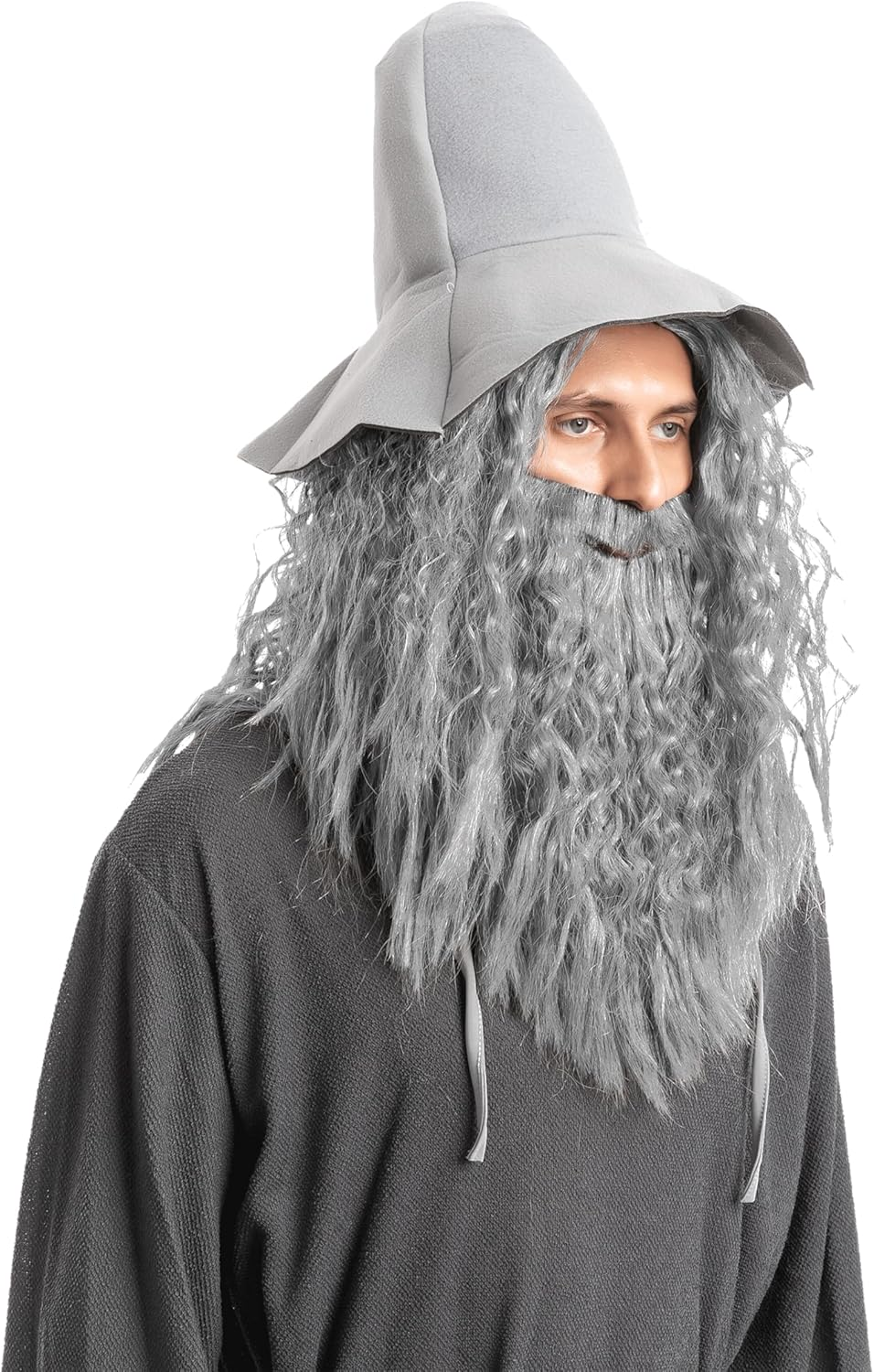 Spooktacular Creations Men'S Grey Wizard Wig with Beard Halloween Wig for Adults Cosplay Party Accessories image number 2