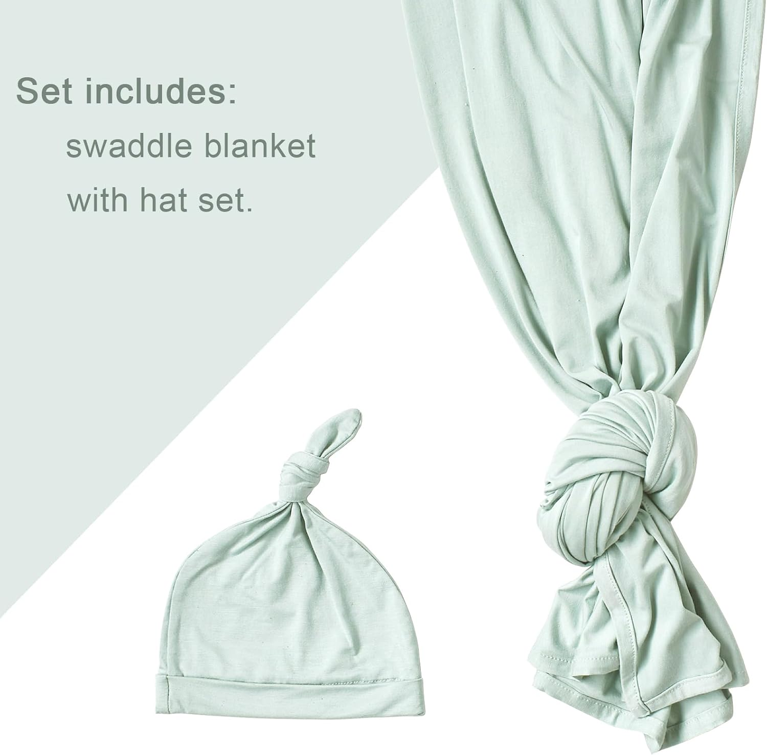 Newborn Swaddle Blanket with Hat Set Baby Swaddle Set Hospital Receiving Blankets for Girls Boys(Sage,35"*35") - Blush image number 7