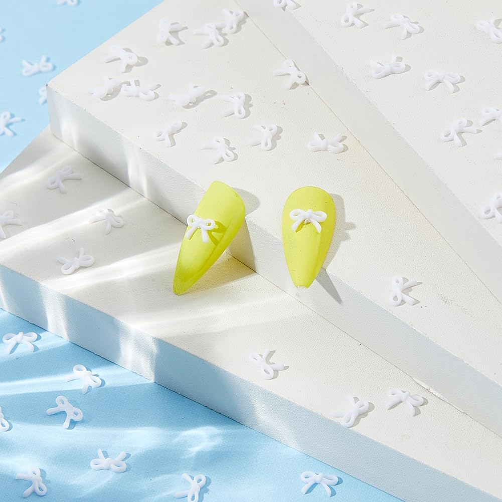 Hobbspring Pack of 500 Mini Bows for Crafts Resin White Bow Decorations 3D Resin Bow Cute Bow Nail Jewellery Accessories for DIY Nail Art Greeting Cards Picture Frame Accessories image number 5