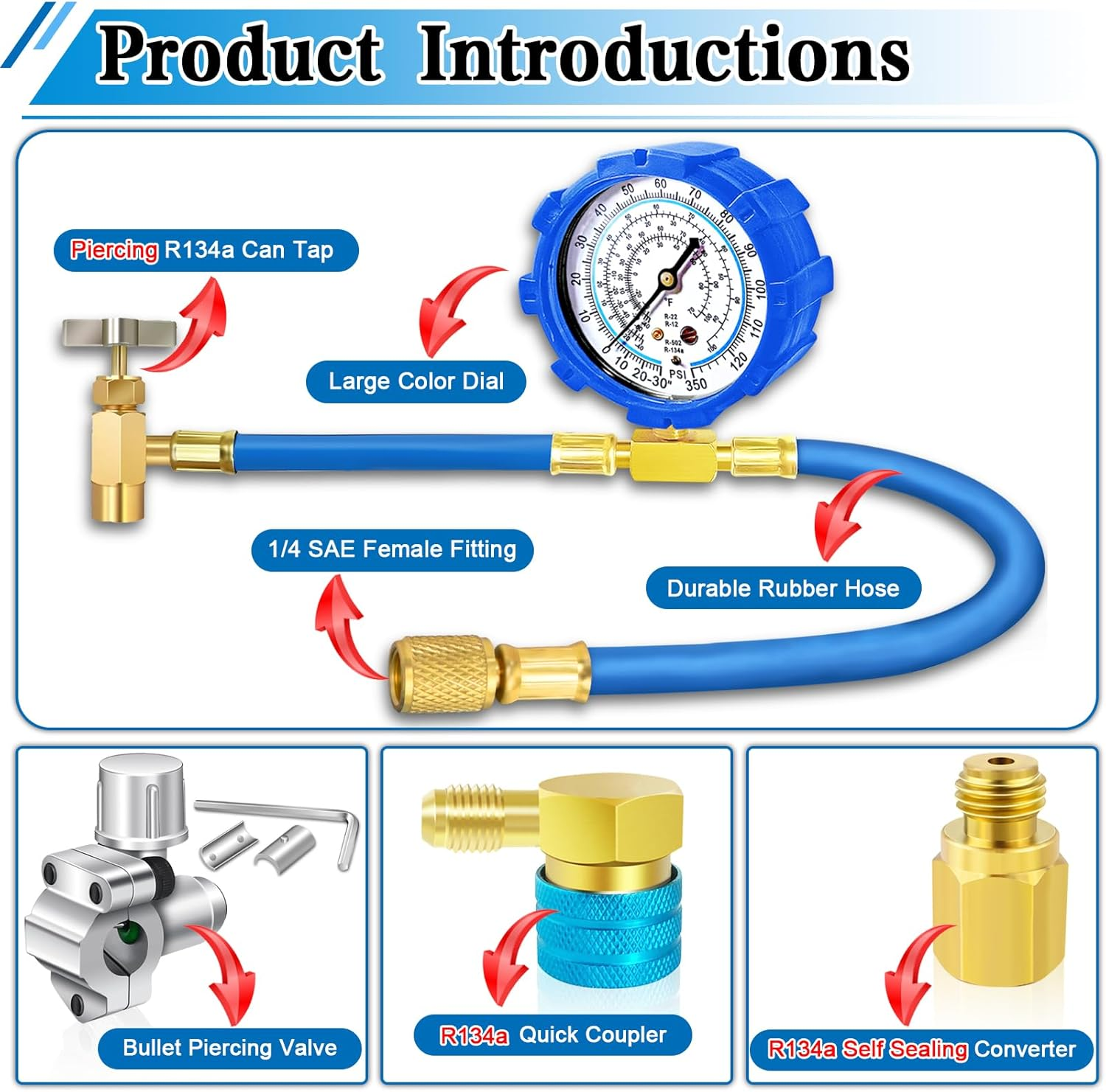 Boltigen R134A Refrigerant Recharge Kit, Refrigerator Freon Recharge Kit, Fridge Recharge Kit, Car AC Recharge Kit, for Auto/Home R134A Refrigerant System image number 3