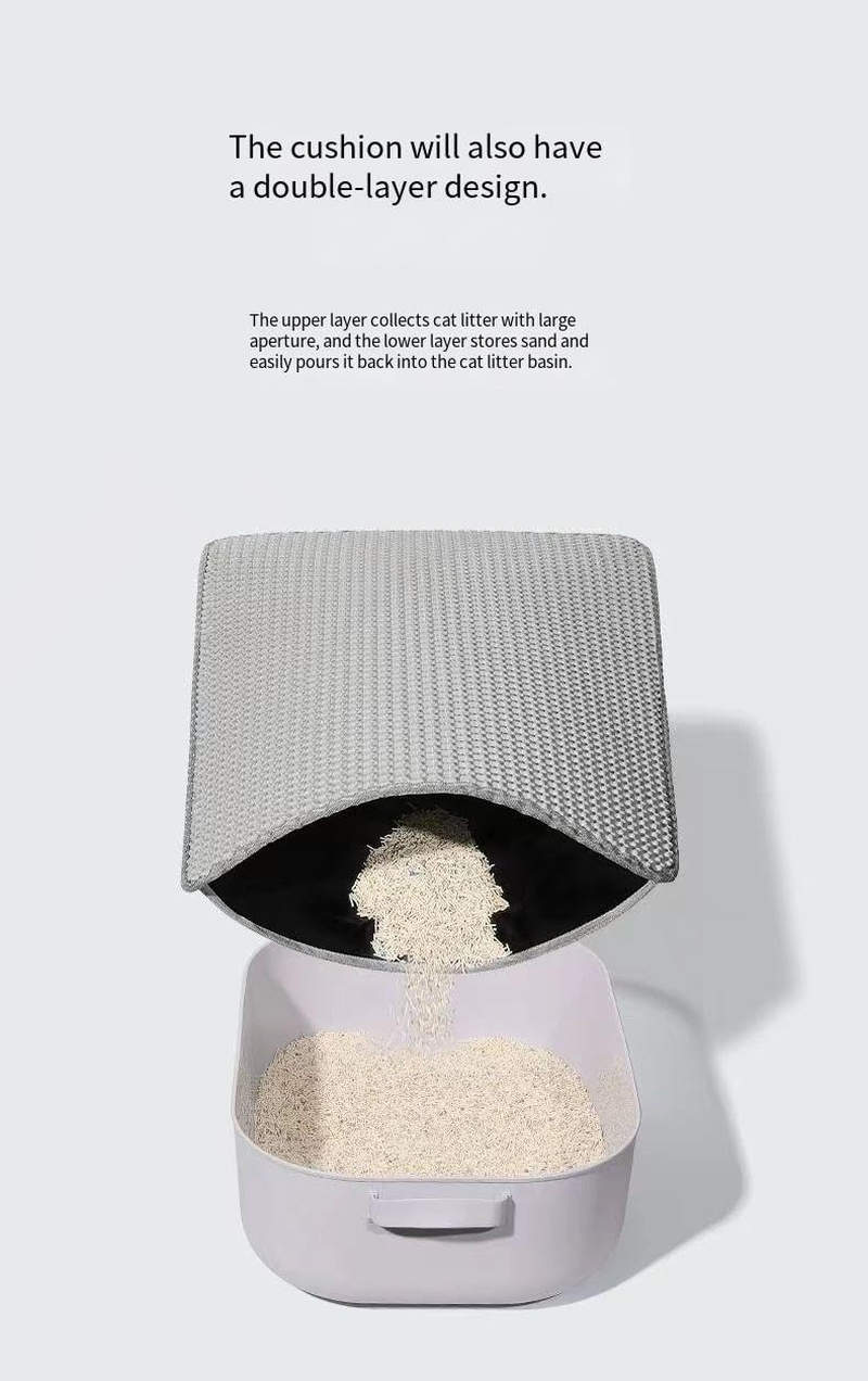 Waterproof Cat Litter Mat, Double Layer EVA, Odor-Free Large Grid, Urine Proof, Easy Cleanup (Pink, 30 * 30Cm) image number 3