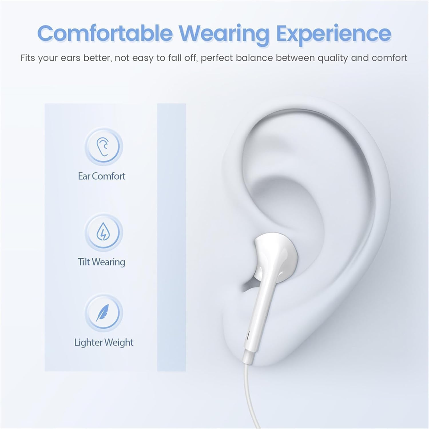 Lichely Wired Earbuds with Microphone 3.5Mm Earphones for Iphone/Ipad/Android/Pc, Noise Isolating In-Ear Headphones with Ultra Clear Calls, Compatible with Sam-Sung/Laptop/Tablet image number 4