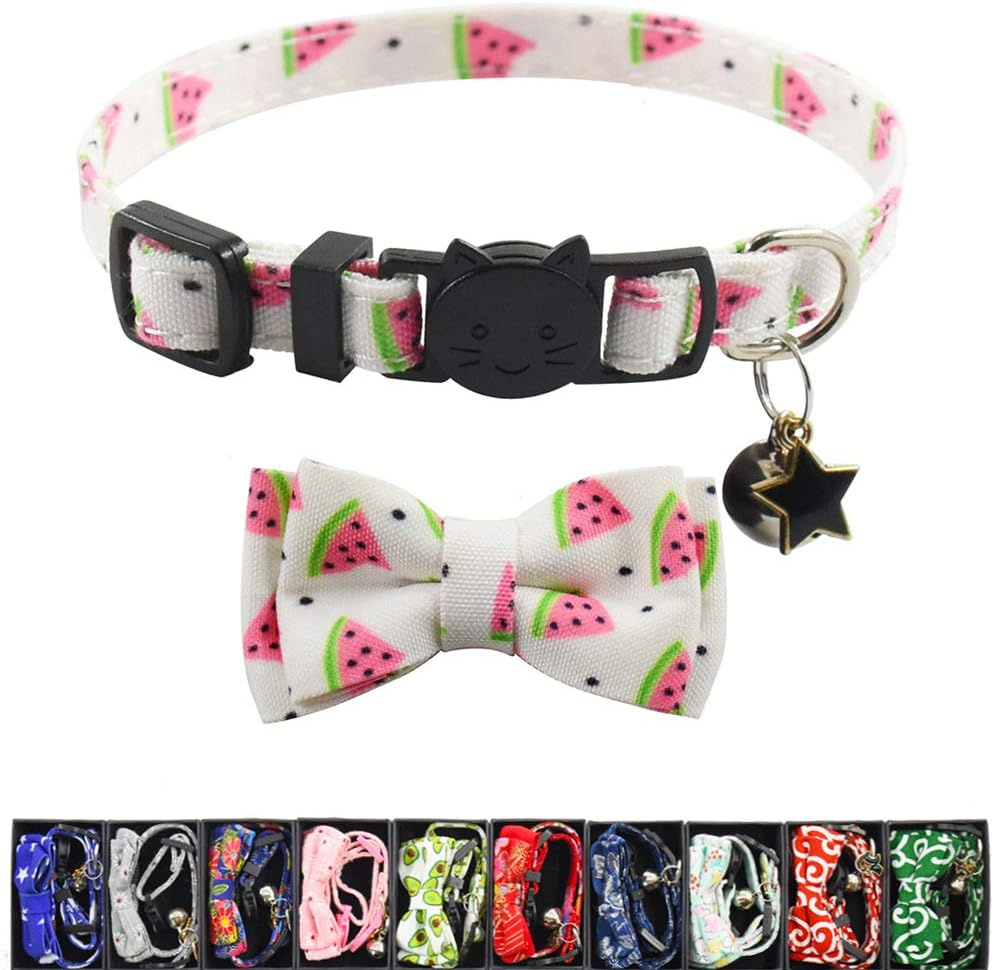 Xpangle Bowtie Cat Collars Breakaway with Bell, Adjustable Cute Kitty Collars Safety Buckle Kitten Collar for Cat Puppy 7.5-11In - 14 image number 7