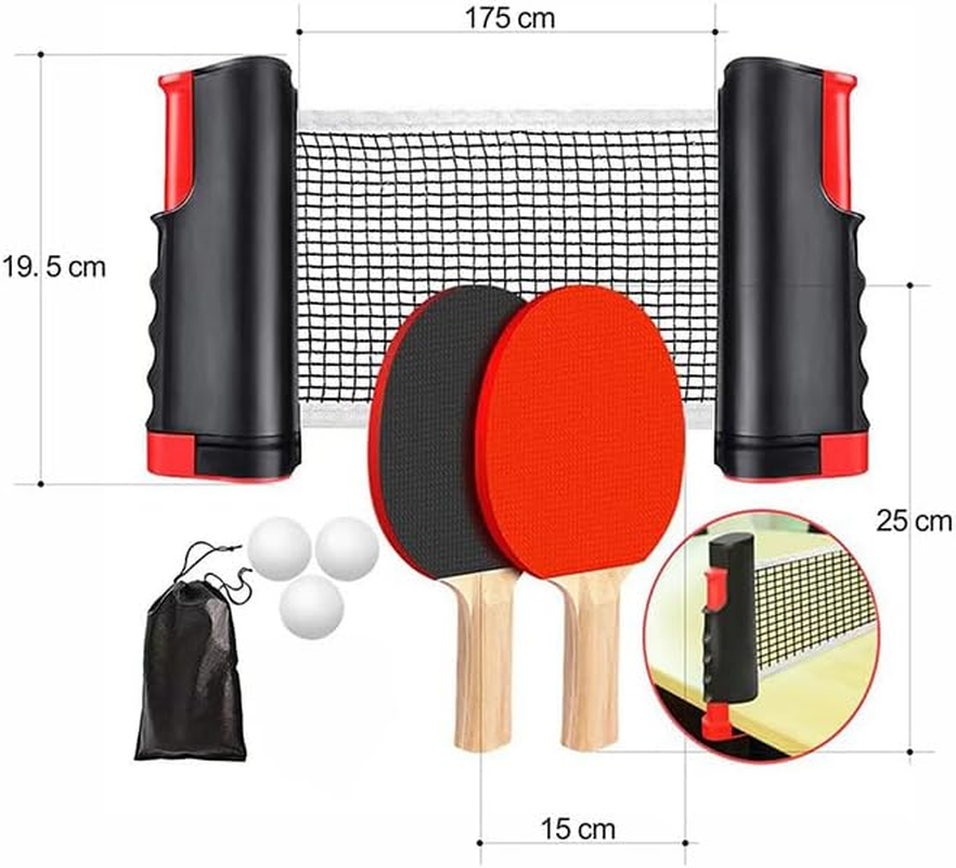 PING Pong Paddle Set, Portable Table Tennis Set with Retractable Net,Rackets,Balls and Carry Bag for Indoor/Outdoor Games image number 2