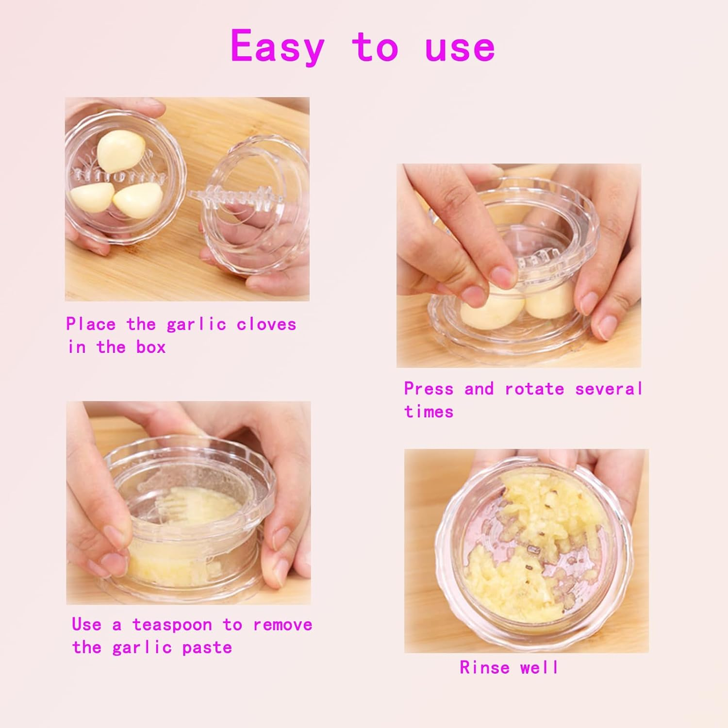 Manual Garlic Mincer Grinder Rocker Press - Transparent White | Kitchen Tool for Garlic, Ginger, Vanilla, Nuts | Easy Use and Clean | Ergonomic Design image number 6