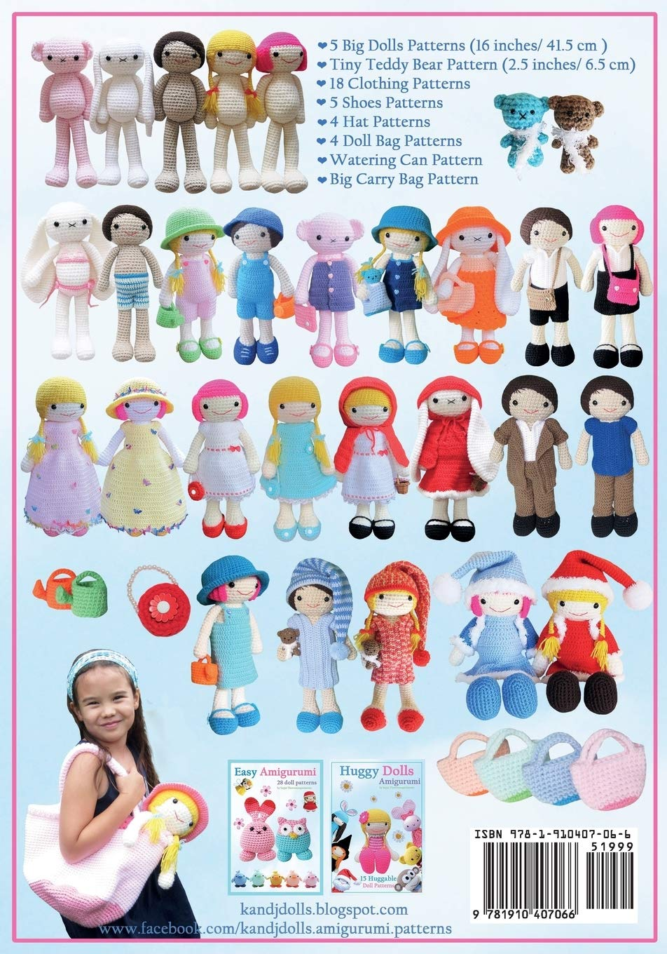 Dress up Dolls Amigurumi Crochet Patterns: 5 Big Dolls with Clothes, Shoes, Accessories, Tiny Bear and Big Carry Bag Patterns: 3