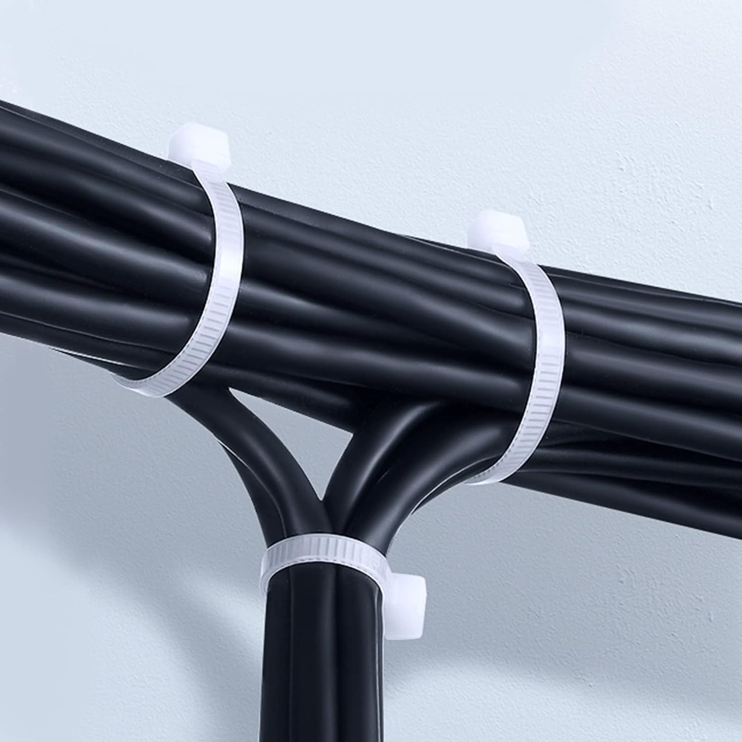 Zip Ties 250PCS Cable Zip Ties Assorted Sizes 4"+ 6"+ 8"+ 10"+ 12" Width 0.16" Cable Ties, Heavy Duty Self-Locking Nylon Black Wire Ties and Clear White Zip Ties for Indoor and Outdoor(Black & White) image number 6