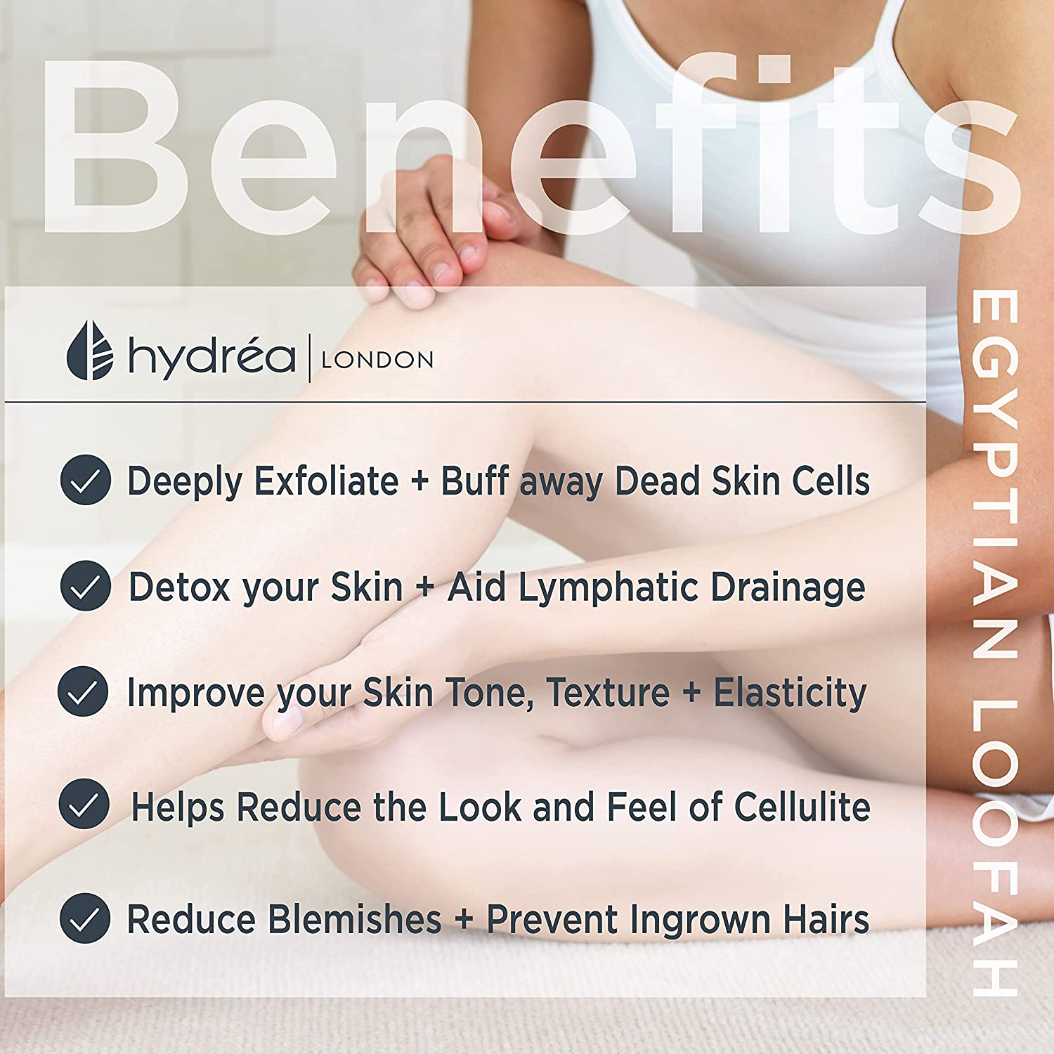 Hydr&eacute;a London Organic Egyptian Loofah Luxury Exfoliating Body Pad Natural Quality Spa Bodycare for Bath Shower image number 5