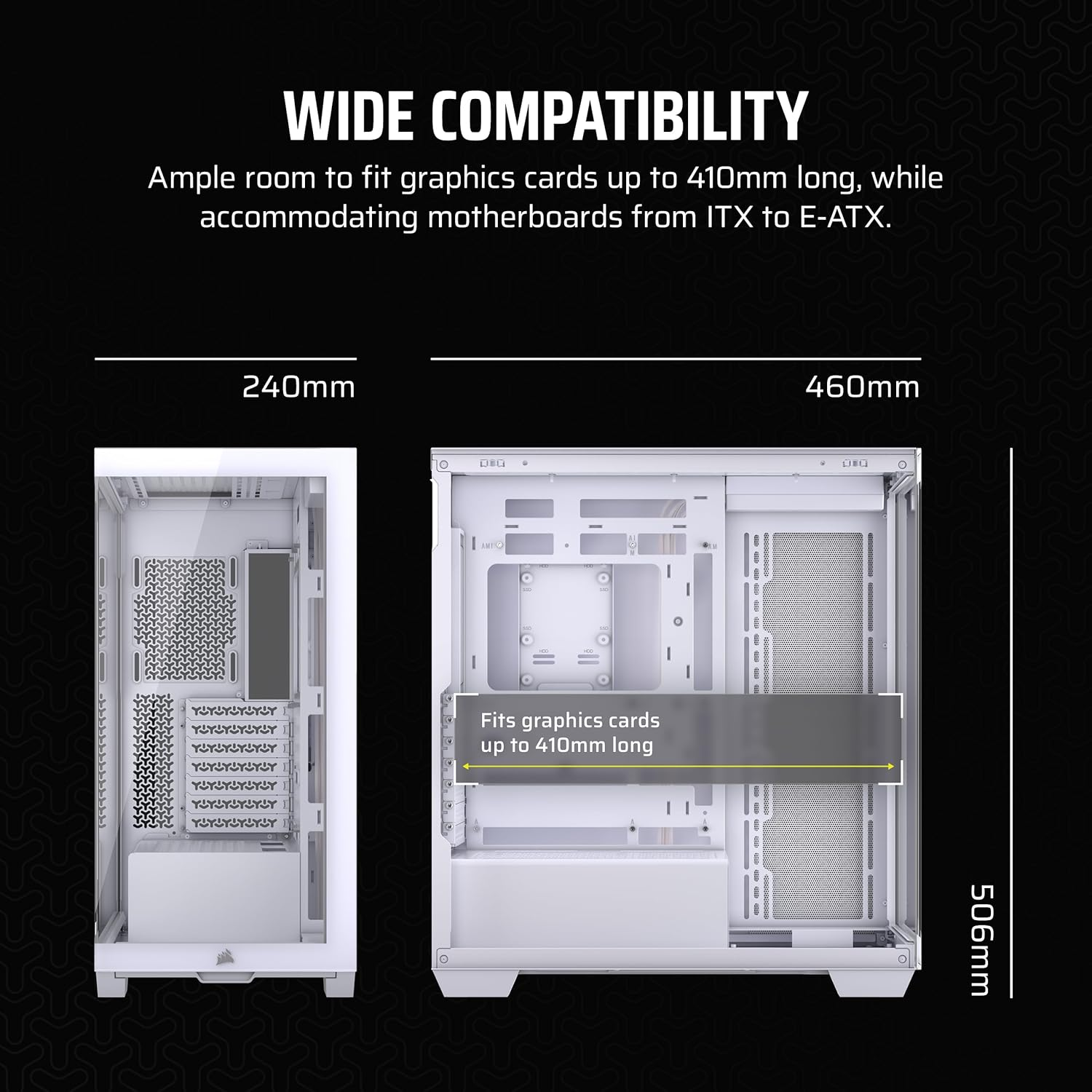 CORSAIR 3500X Mid-Tower ATX PC Case &ndash; Panoramic Tempered Glass &ndash; Reverse Connection Motherboard Compatible &ndash; No Fans Included &ndash; White image number 3