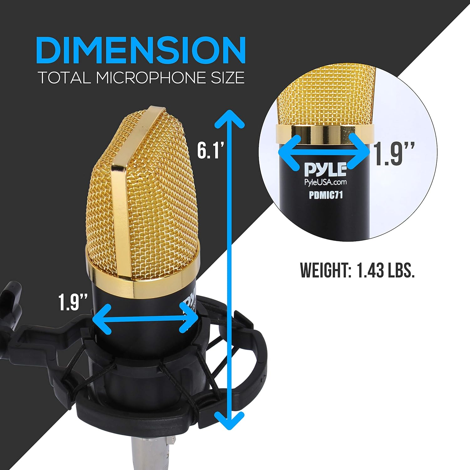 Condenser Microphone Bundle, 3.5 Mm Recording Microphone, Shock Mount Plug and Play,Computer Microphone, Podcast, Recording, Studio Vocal, Youtube - Pyle PDMIC71 image number 6