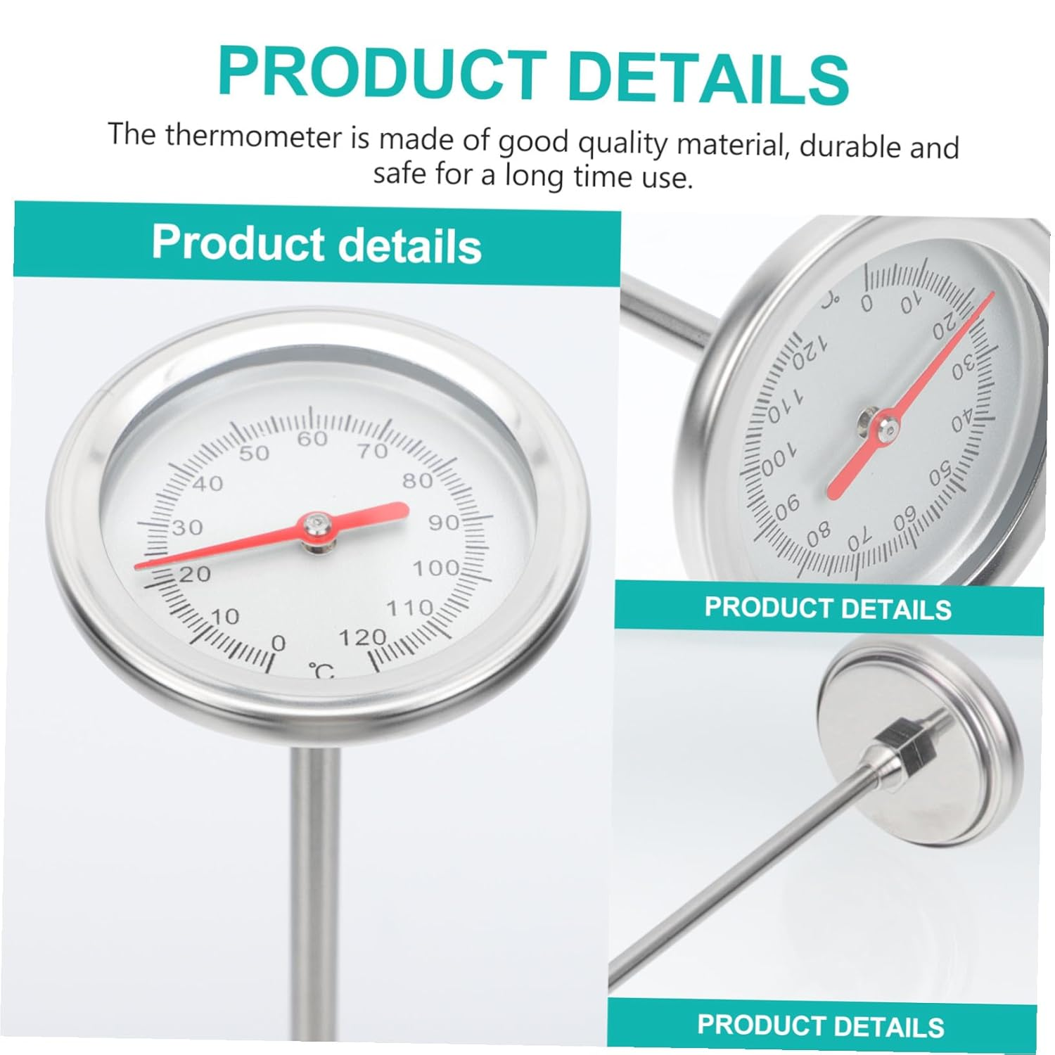 HANABASS Stainless Steel Compost Thermometer Probe Long Soil Temperature Measuring Tool C- C Accurate Gardening Instrument Lightweight for Planting and Soil Monitoring image number 6