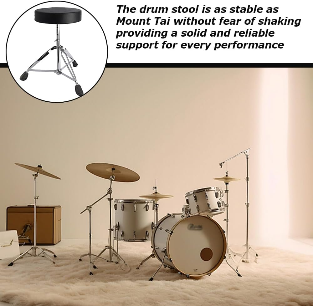 Foldable Drum Seat/Padded Drum Throne Stool,Height Adjustable Drumming Stool & round Thick Padded Drum Seat,Portable Drum Chair for Adults Beginners Drummers image number 5
