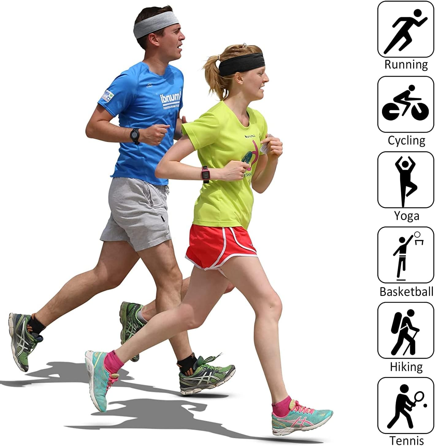 Headbands for Women,6Pcs Elastic Sweat Yoga Hairbands,Non Slip Fashion Ladies Turban Headband, Solid Color Sports Running Hairbands image number 1