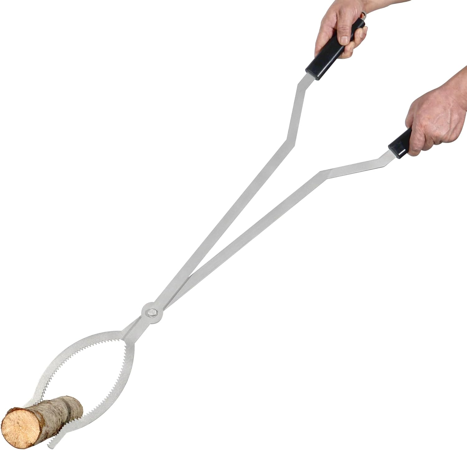 40" Fire Tongs Firewood Grabbers, Stainless Steel Large Fire Pit Tool Indoor Fireplace Outdoor Bonfire Campfire Backyard Deck Camping Log Grabbers Tool