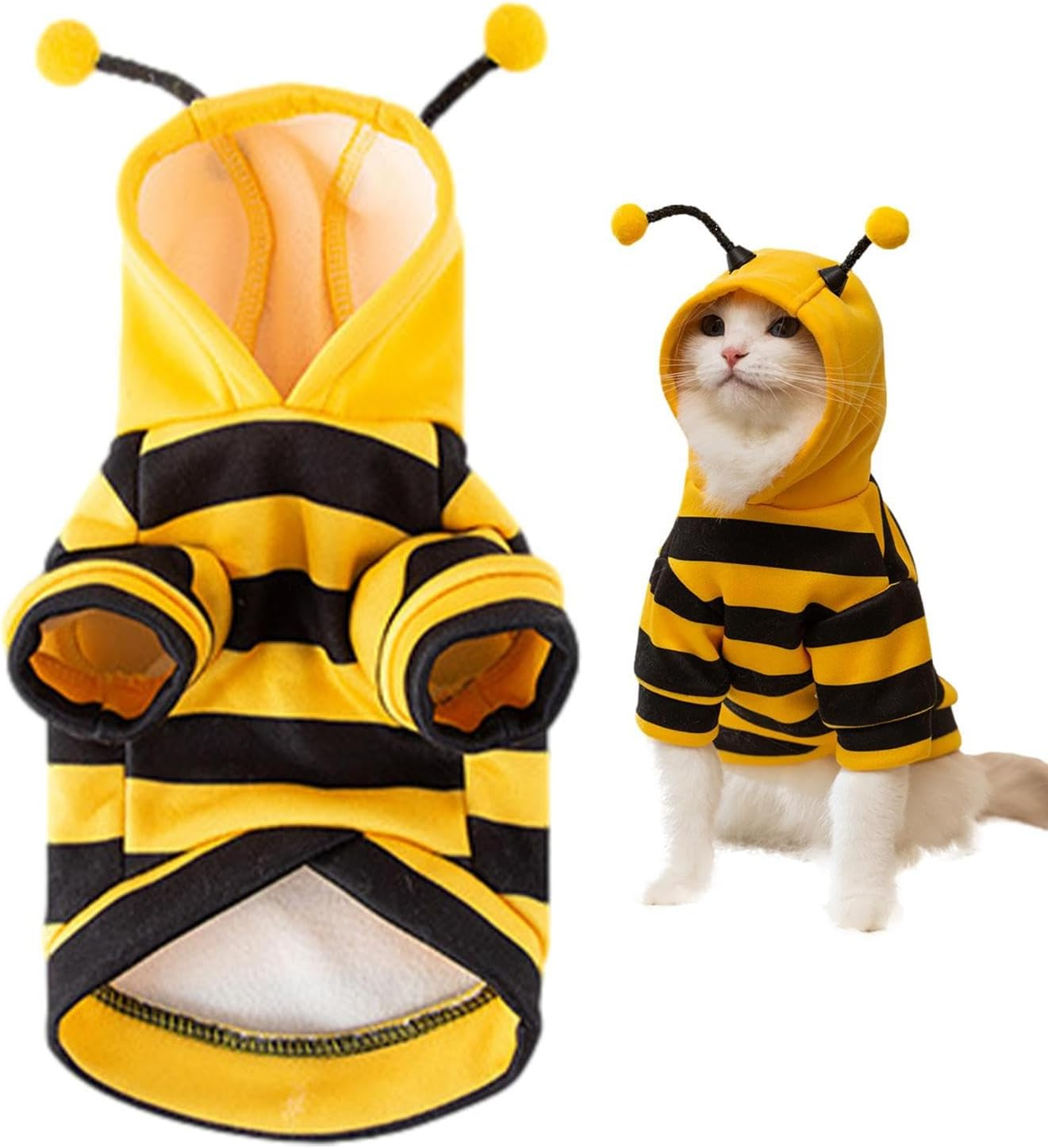 Pet Bee Costume Hooded,Dog Bee Hoodies | Soft Cat Holiday Cosplay Warm Clothes, Funny Outfits Clothes for Small Medium Dogs, Kitten, Puppy