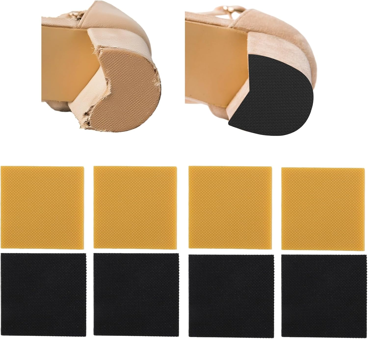 8Pcs High Heels Patches, Non-Slip Rubber Square Heel Repair Square Sole Repair Pads for Boots Sandals & Dress Shoes image number 4