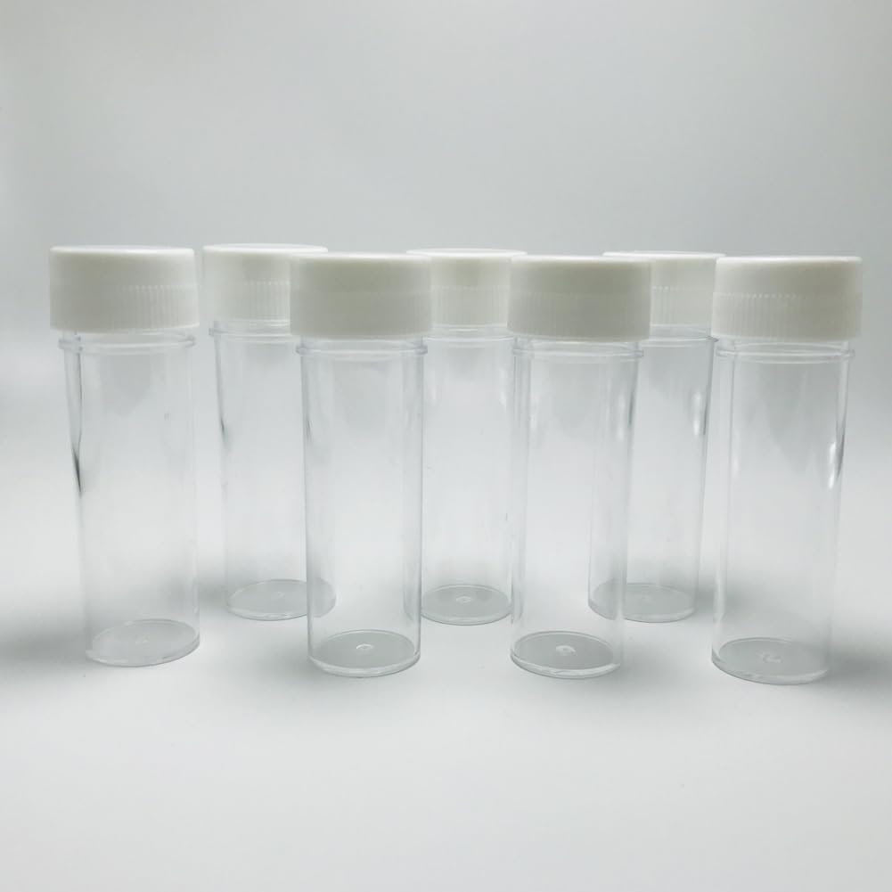 12PCS 25Ml/0.85Oz Empty Reusable Clear Plastic Sample Bottles Sputum Culture Testing Tube with White Screw Cap Cosmetic Vial Storage Containers for Scientific Experiment image number 4