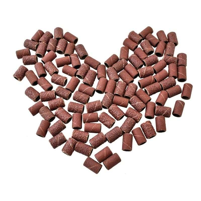 LALILL Pack of 100 Sanding Caps 240 Grit Aluminiumoxid - Manicure Pedicure Nail Art Nail Care - Brown - Metal Compatible - Abrasives image number 4