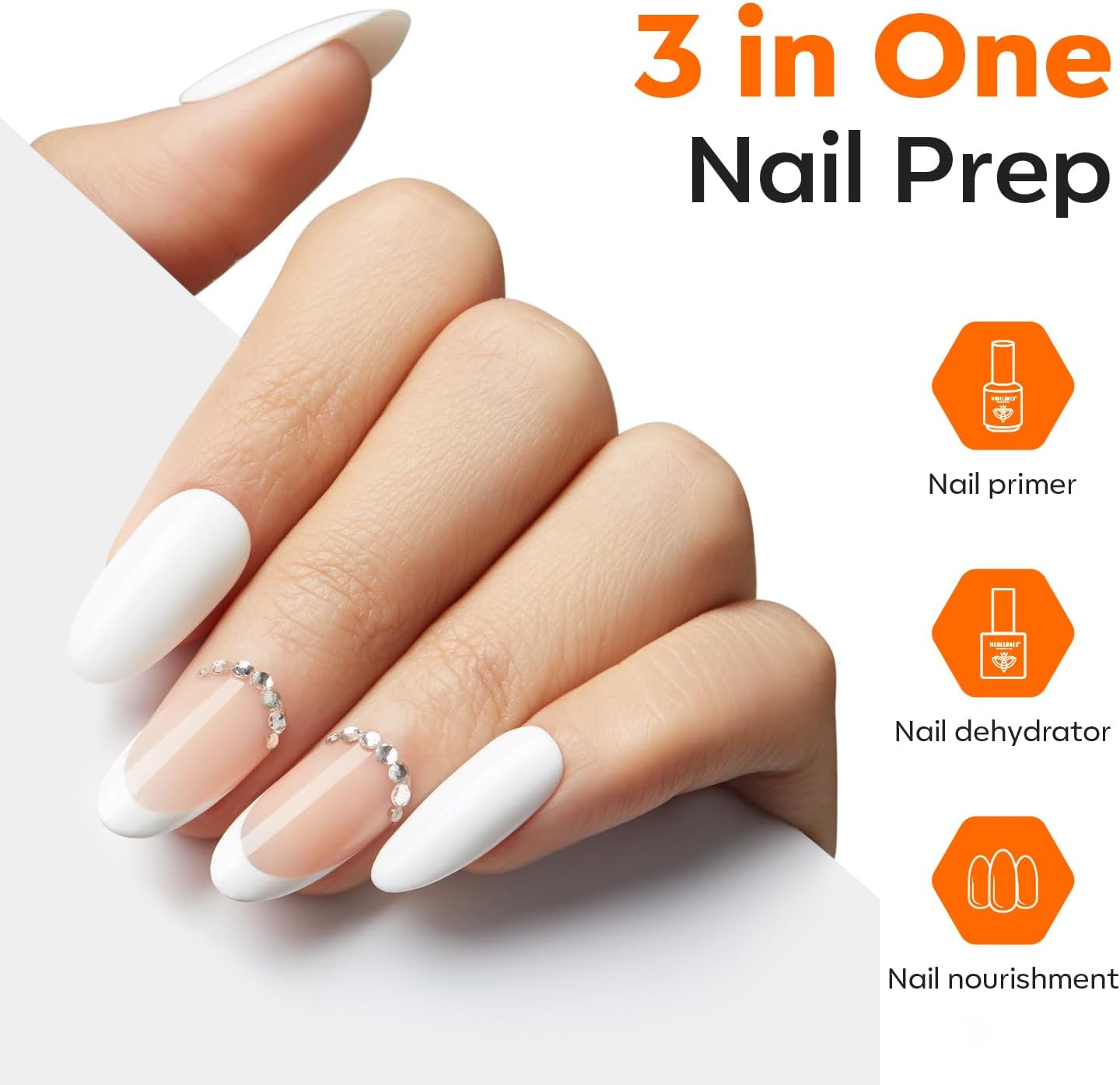 Modelones 1 Pc 3-In-One Nail Prep, 15 Ml Nail Dehydrator and Primer & Nail Nourishment, Hema-Free Nail Growth for Acrylic Nails and Gel Nail Polish image number 6