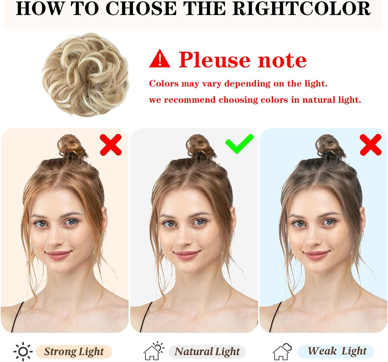 Hair Topper&mdash; Wavy Curly, Elastic, 7.8Inch Diameter&mdash;For Updos,Messy Bun,Ponytails, Daily Looks&mdash;Ideal for Women, Partygoers, Style Lovers (2PCS, Dirty Blonde) image number 2