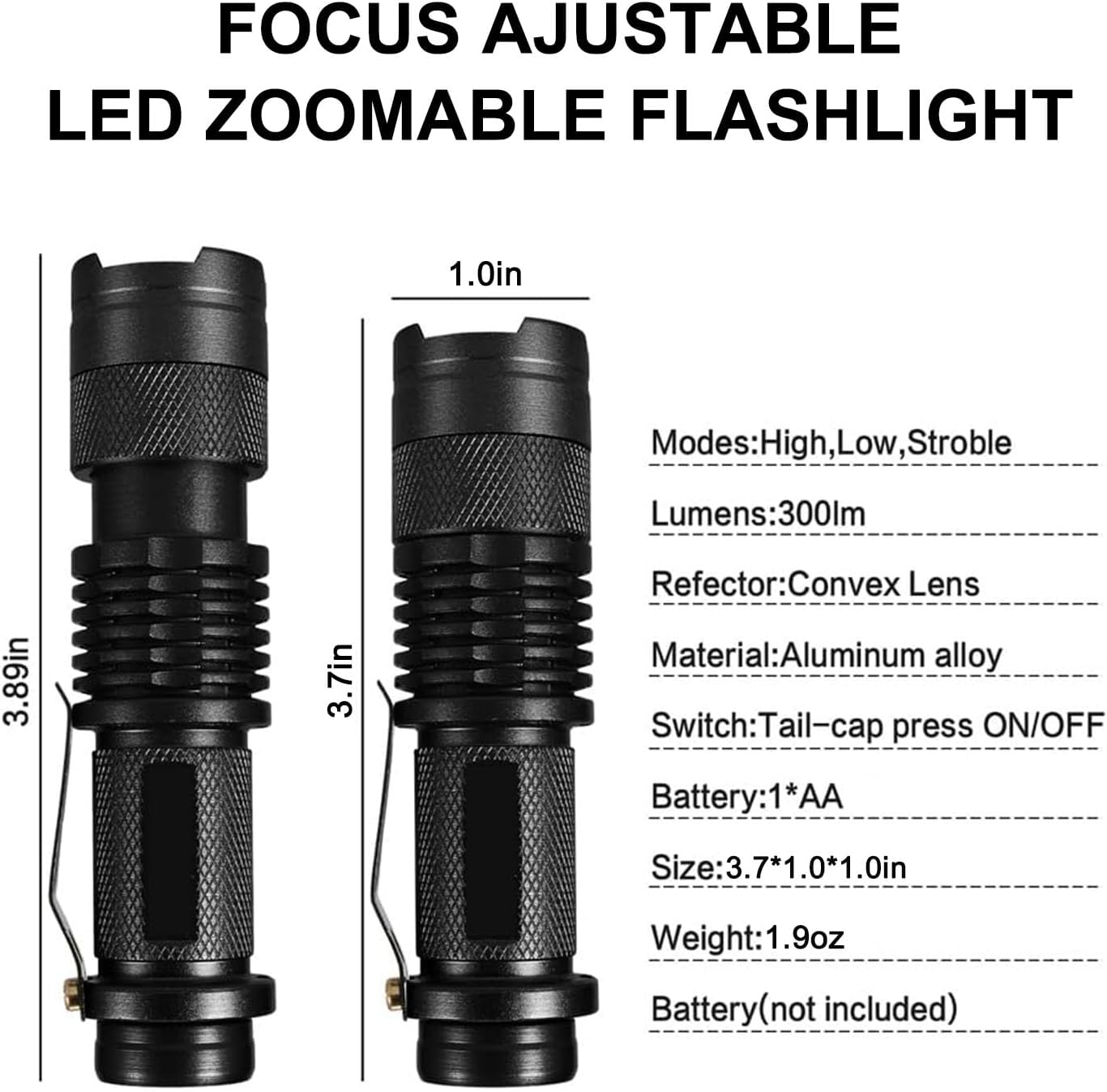 6 Pack Mini Blue LED Flashlight - Zoomable, Single Mode Blue Light Torch for Night Fishing and Outdoor Activities image number 6