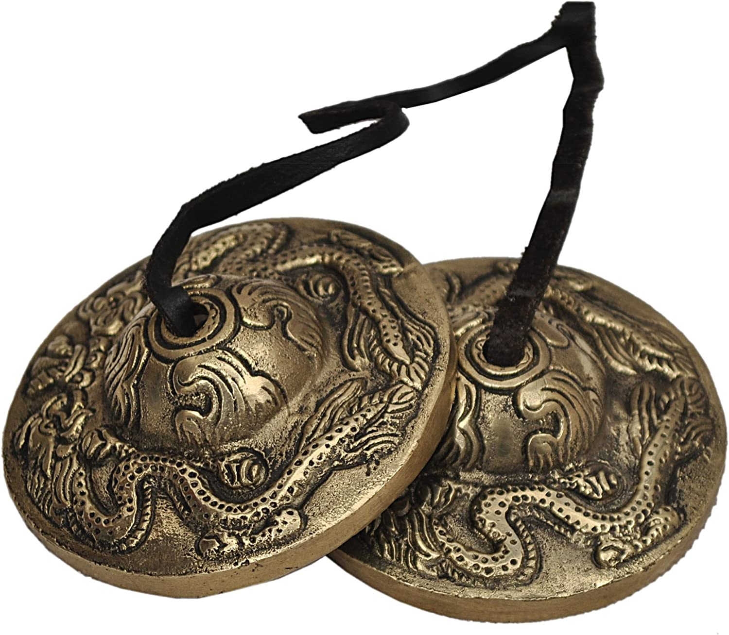 Tibetan Yoga Meditation Cymbals Bell - Dragon Embossed