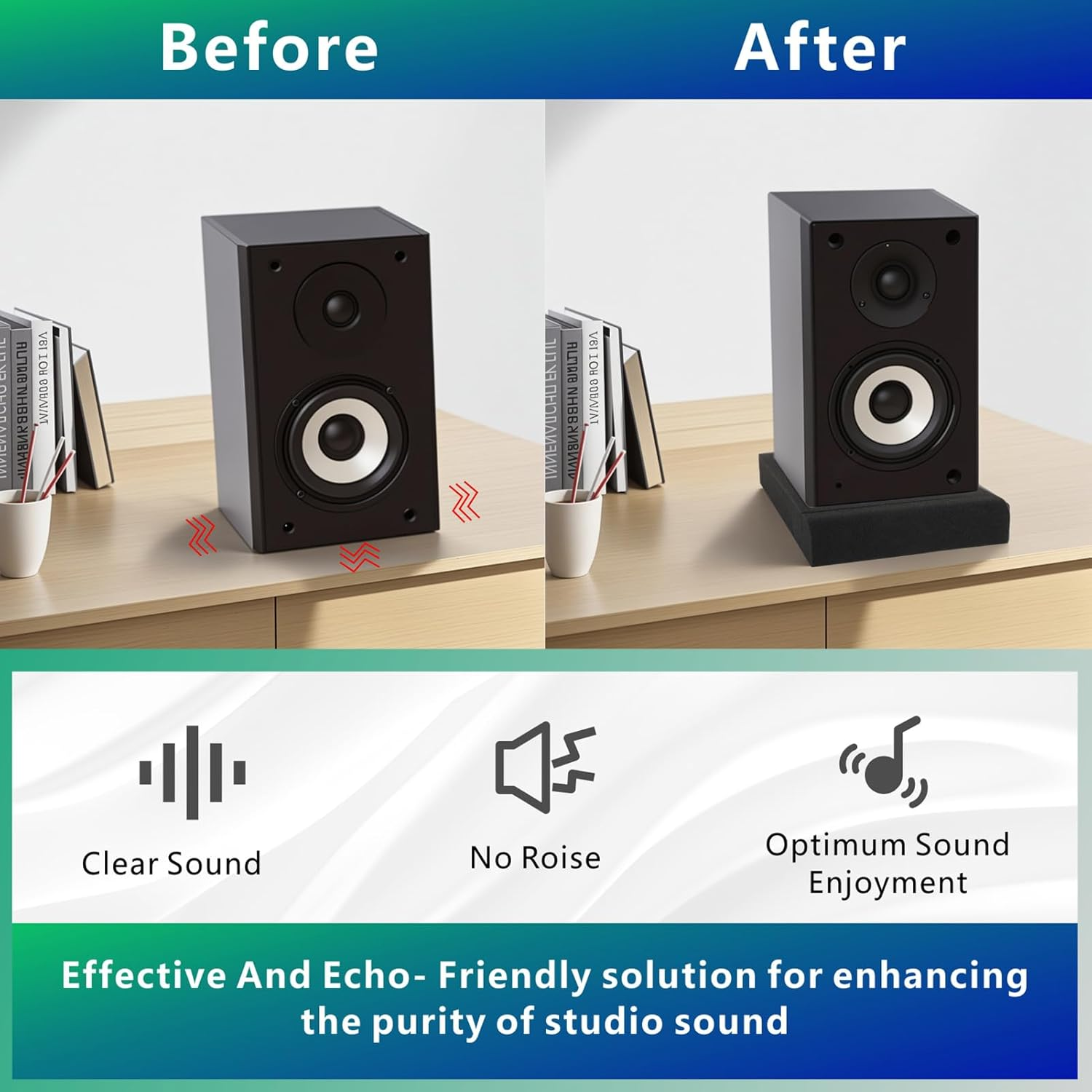 JBER 2 Pack Acoustic Isolation Pads, Studio Monitor Speaker Isolation Foam Pads, High Density Acoustic Foam Suitable for 5" Inch Speakers for Sound Improvement Prevent Vibrations